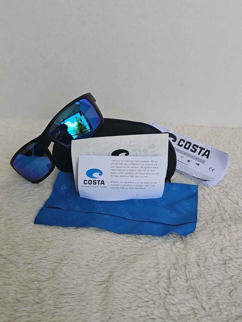 Costa Del Mar  Reefton Sunglasses Blackout Blue Mirror 580G Polarized 64mm XL